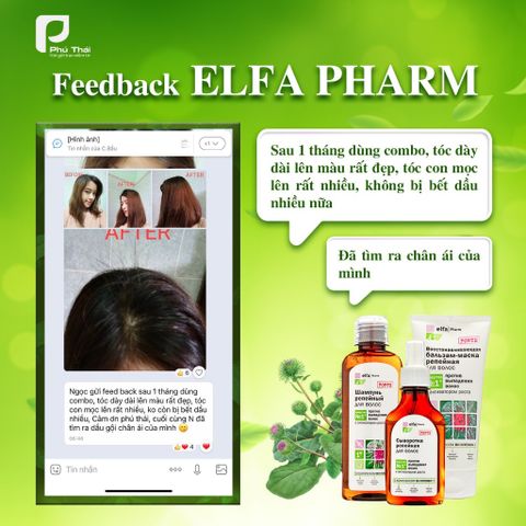 Dầu Gội Chống Rụng Tóc & Kích Mọc Tóc Elfa Pharm - Bộ Dầu Gội Xả và Serum Từ Cây Ngưu Bàng, Xuất Xứ Ba Lan