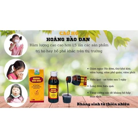 Cao ho Hoàng Bảo Đan 100ml - Hỗ trợ giảm ho, long đờm, bổ phế cho trẻ em và gia đình, tăng cường sức khỏe đường hô hấp