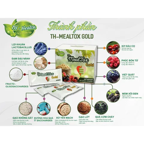 TH Mealtox Gold - Bổ Sung Chất Xơ và Hỗ Trợ Tiêu Hóa An Toàn - Giảm Cân Hiệu Quả - Hộp 30 Gói 20g