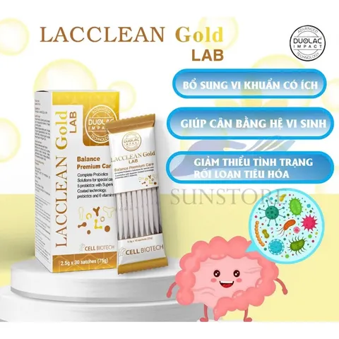 Men vi sinh Lacclean Gold Cell Biotech Hàn Quốc - Hỗ trợ tiêu hóa, bổ sung lợi khuẩn, 30 gói x 2.5g, cho trẻ em và người lớn