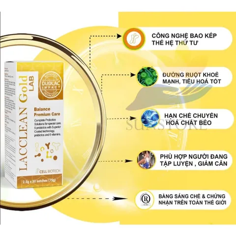 Men vi sinh Lacclean Gold Cell Biotech Hàn Quốc - Hỗ trợ tiêu hóa, bổ sung lợi khuẩn, 30 gói x 2.5g, cho trẻ em và người lớn