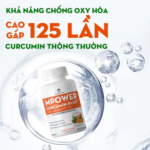 Viên Uống Nghệ Mpower Curcumin Plus - Hỗ Trợ Tiêu Hóa, Làm Lành Vết Thương, Chống Oxy Hóa Từ Canada - Tăng Cường Miễn Dịch, Giảm Viêm