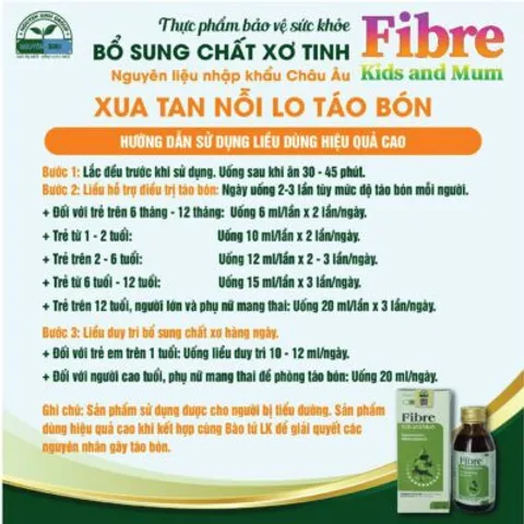 Thực Phẩm Bổ Sung Chất Xơ Tinh Fibre Kids and Mum - Giúp Nhuận Tràng, Tăng Cường Tiêu Hóa, Giảm Nguy Cơ Táo Bón cho Trẻ Em và Người Lớn