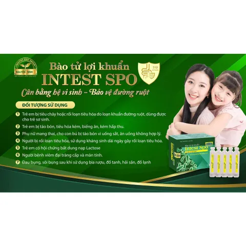 Bào Tử Lợi Khuẩn Intest Spo NSG - Hỗ Trợ Tiêu Hóa, Cải Thiện Hệ Đường Ruột và Tăng Cường Hấp Thụ Dinh Dưỡng - Hộp 4 Vỉ 5 Ống 10ml