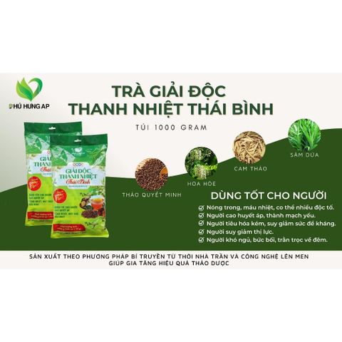Trà Giải Độc Thanh Nhiệt Thái Bình - Bổ Gan, Ngủ Ngon, Thải Độc Tự Nhiên, Chống Tai Biến, Trà Thảo Mộc Phú Hưng 125g