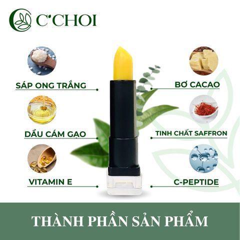 Son Dưỡng Saffron C’Choi - Tinh Dầu Hoa Nghệ Tây Giúp Môi Căng Mọng, Dưỡng Ẩm, Trị Thâm, An Toàn Cho Mọi Đối Tượng