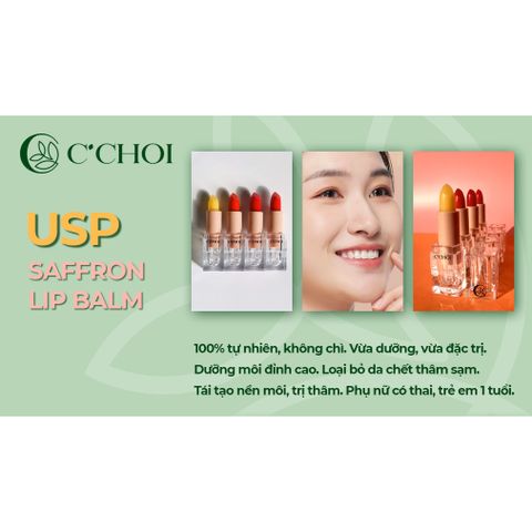 Son Dưỡng Saffron C’Choi - Tinh Dầu Hoa Nghệ Tây Giúp Môi Căng Mọng, Dưỡng Ẩm, Trị Thâm, An Toàn Cho Mọi Đối Tượng