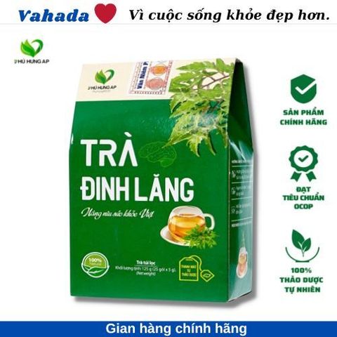 Trà Đinh Lăng Phú Hưng AP - Hỗ trợ Hoạt Huyết, An Thần, Lợi Sữa - Trà Túi Lọc Thảo Dược Tự Nhiên 125g