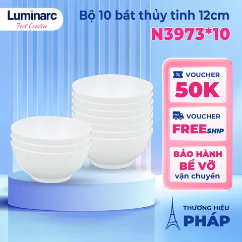 Bộ 6 Bát Cơm Thủy Tinh Luminarc Diwali 12cm N3973*6 - Bát Con Chất Lượng Cao Chính Hãng Pháp, An Toàn Sức Khỏe