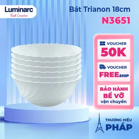 Tô Phở Thủy Tinh Luminarc Trianon 18cm An Toàn, Chịu Nhiệt, Dùng Trong Lò Vi Sóng - Đồ Gia Dụng Nhà Bếp Cao Cấp
