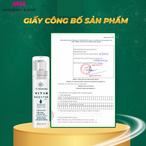 Xịt Khoáng Cấp Ẩm Vitin Booster DR.ANMYTAS 100ML - Giữ Ẩm 72 Giờ, Làm Dịu Da, Phục Hồi Làn Da Nhạy Cảm, Tươi Mát, Căng Bóng
