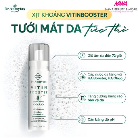Xịt Khoáng Cấp Ẩm Vitin Booster DR.ANMYTAS 100ML - Giữ Ẩm 72 Giờ, Làm Dịu Da, Phục Hồi Làn Da Nhạy Cảm, Tươi Mát, Căng Bóng