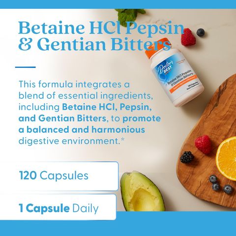 Viên Uống Betaine HCL Pepsin Gentian Bitters NOW Hỗ Trợ Hệ Tiêu Hoá Khoẻ Mạnh (Hộp 120 viên) - YoungFit