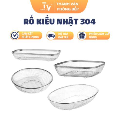 Rổ Inox Kiểu Nhật 304 - Đồ Gia Dụng Nhà Bếp Chất Lượng Cao, Kích Thước 38x28x6cm, Tiện Ích Và Đa Dạng (TV1262)