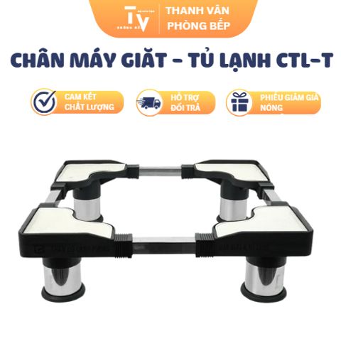 Chân Đỡ Máy Giặt & Tủ Lạnh Nhỏ CTL-T - Chịu Tải 100Kg, Cao 12Cm, Inox & Nhựa, Sản Phẩm Gia Dụng Tiện Lợi (TV1241)