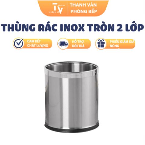 Thùng rác inox tròn 2 lớp (TV1396)