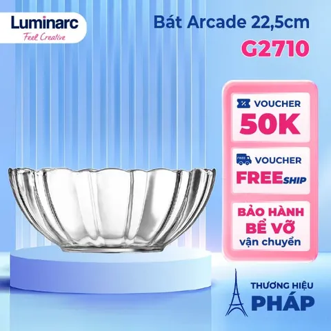 Bộ 4 Bát Tô Thủy Tinh Luminarc Arcade 22.5cm - An Toàn Trong Lò Vi Sóng và Máy Rửa Bát, Thiết Kế Đẹp, Chất Liệu Cao Cấp