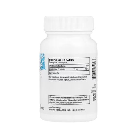 Viên Kẽm Hữu Cơ Zinc Picolinate THORNE 60 Viên - Tăng Đề Kháng, Hỗ Trợ Cân Bằng Nội Tiết Tố, Sức Khỏe Tốt Hơn Cho Cơ Thể