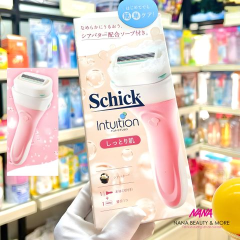 Bộ Dao Cạo SCHICK Intuition Moist Skin - Máy Cạo Lông Cao Cấp Nhật Bản, Dưỡng Ẩm Da Với Bơ Hạt Mỡ & Dầu Jojoba