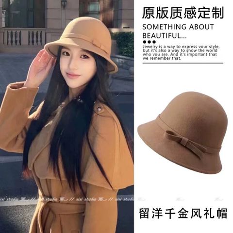 Mũ Fedora Dạ Ép Thời Trang - Nón Cụp Đính Nơ Xinh Xắn Giữ Ấm, Phụ Kiện Năng Động Phù Hợp Mọi Trang Phục