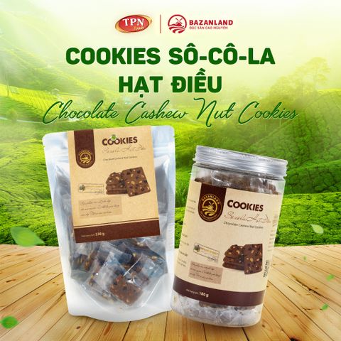 Cookies Socola Hạt Điều Bazanland 230g - Bánh Ngọt Giòn Ngon, Đặc Sản Cao Nguyên, Hương Vị Thơm Bùi, Quà Tặng Ngọt Ngào