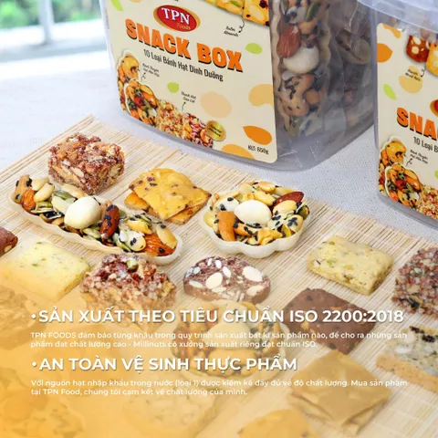 TPN Foods Snack Box – Bánh Hạt Dinh Dưỡng Cao Cấp 10 Loại Giòn Ngon Bổ Dưỡng - Hộp 400g/650g