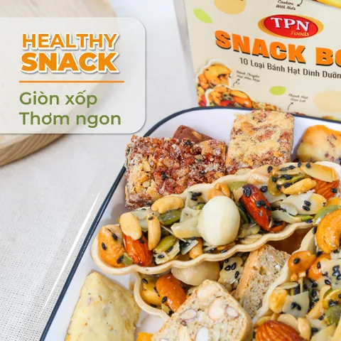 TPN Foods Snack Box – Bánh Hạt Dinh Dưỡng Cao Cấp 10 Loại Giòn Ngon Bổ Dưỡng - Hộp 400g/650g