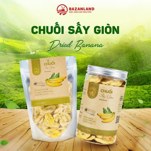 Chuối Sấy Giòn Bazanland - Đặc Sản Cao Nguyên Việt Nam, Ngọt Nhẹ, Giòn Tan, Túi Zip 250g - Món Ăn Vặt Lý Tưởng cho Mọi Lứa Tuổi