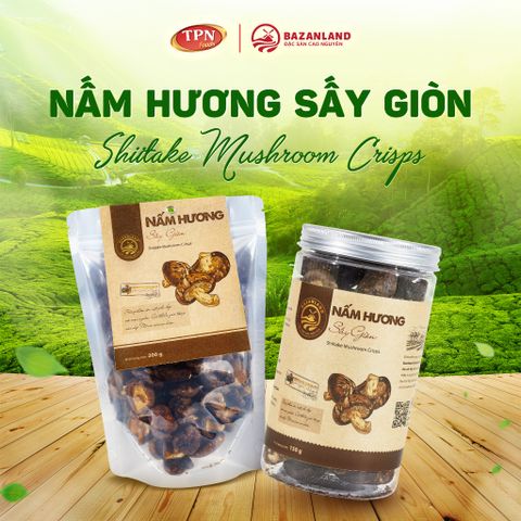 Nấm Hương Sấy Giòn Bazanland 40g - Đặc Sản Cao Nguyên Ngon Miệng, Bổ Dưỡng, Không Hóa Chất, Món Ăn Vặt Lý Tưởng Cho Mọi Lứa Tuổi