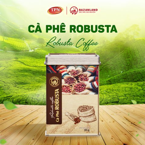 Cà Phê Cao Nguyên Bazanland - Hộp Thiếc 85g, Robusta và Arabica Đậm Đà Hương Vị Tự Nhiên, Đặc Sản Tuyệt Hảo từ Cao Nguyên Việt Nam