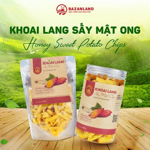 Khoai Lang Sấy Mật Ong Bazanland - Đặc Sản Giòn Ngọt Từ Thiên Nhiên - Món Ăn Vặt Thơm Bùi 275g Túi Zip / 200g Lon Nhựa