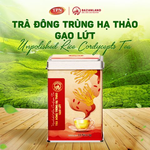 Trà Đông Trùng Hạ Thảo Gạo Lứt Bazanland - Hộp 15 Túi Lọc 3g - Đặc Sản Cao Nguyên, Hỗ Trợ Sức Khỏe, Vị Bùi Ngọt Thư Giãn