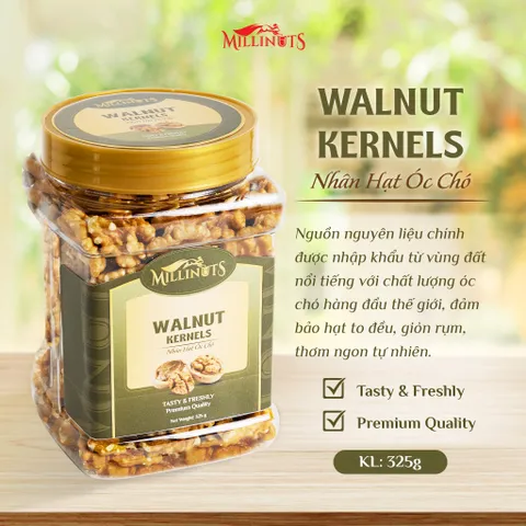 Nhân Hạt Óc Chó Millinuts 325g - Hạt Nguyên Chất Giòn Rụm, Bổ Dưỡng Cho Người Ăn Chay Và Sức Khỏe Tự Nhiên