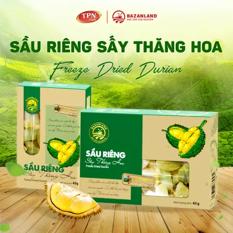 Sầu Riêng Sấy Thăng Hoa Bazanland - Đặc Sản Cao Nguyên Ngọt Ngào, Béo Ngậy - Snack Tự Nhiên Hộp 35g/65g