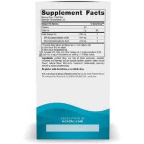 Dầu Cá Nordic Naturals Ultimate Omega 1280mg 60 Viên Hương Chanh - Tăng Cường Sức Khỏe Tim Mạch và Não Bộ Mỹ