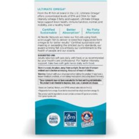 Dầu Cá Nordic Naturals Ultimate Omega 1280mg 60 Viên Hương Chanh - Tăng Cường Sức Khỏe Tim Mạch và Não Bộ Mỹ