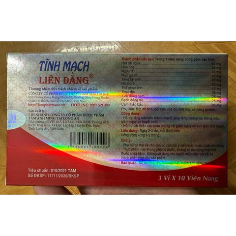 Tĩnh Mạch Liên Đăng 30 Viên - Hỗ Trợ Thoải Mái Chân, Giảm Đau Nhức & Sưng Do Suy Giãn Tĩnh Mạch, Duy Trì Sức Khỏe Hệ Thống Tuần Hoàn