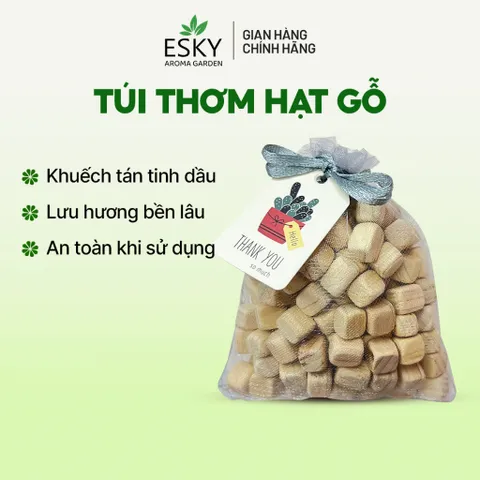 Túi Thơm Hạt Gỗ ESKY Aroma Garden - Khử Mùi Tự Nhiên, Treo Ô Tô & Tủ Quần Áo, Dùng Kèm Tinh Dầu Thiên Nhiên, Gỗ Pơ Mu Sang Trọng