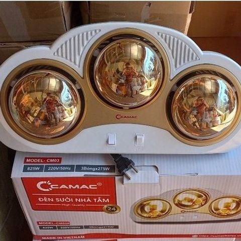 Đèn Sưởi Nhà Tắm 3 Bóng Camac CM03 - Công Suất 825W, Tiết Kiệm Năng Lượng, Giúp Ấm Áp Thoải Mái Trong Mùa Đông