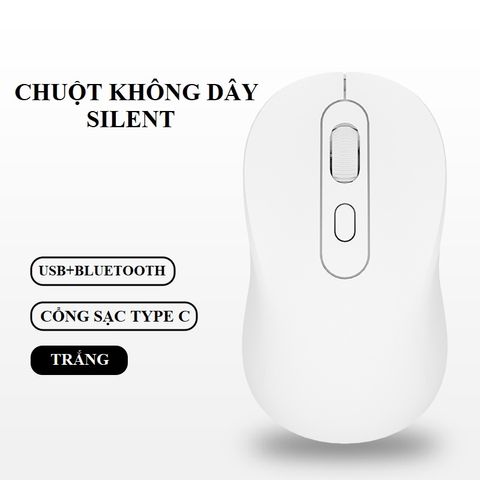 Chuột Không Dây BAK 6600 - Chuột Sạc Pin Tích Hợp Bluetooth & USB 2.4GHz, Thiết Kế Ergonomic, Phù Hợp Laptop & PC
