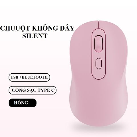 Chuột Không Dây BAK 6600 - Chuột Sạc Pin Tích Hợp Bluetooth & USB 2.4GHz, Thiết Kế Ergonomic, Phù Hợp Laptop & PC