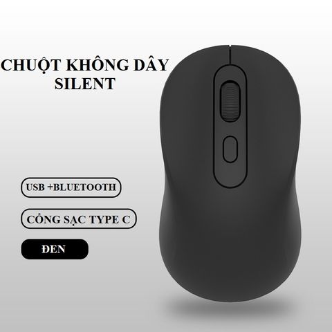 Chuột Không Dây BAK 6600 - Chuột Sạc Pin Tích Hợp Bluetooth & USB 2.4GHz, Thiết Kế Ergonomic, Phù Hợp Laptop & PC