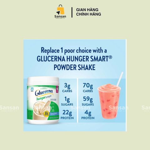 Sữa Bột Glucerna Hunger Smart 635g - Hỗ Trợ Người Tiểu Đường, Giúp Kiểm Soát Đường Huyết, Hương Vani Ngon Miệng