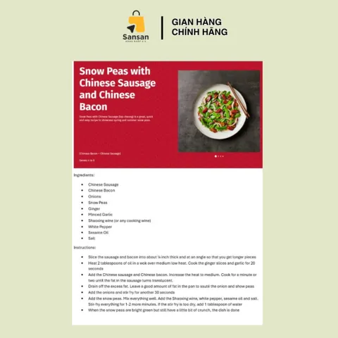 Lạp xưởng Kam Yen Jan Thượng Hạng Trung Quốc - Sausage 500g Chất Lượng Cao, Nguyên Liệu An Toàn Từ Mỹ