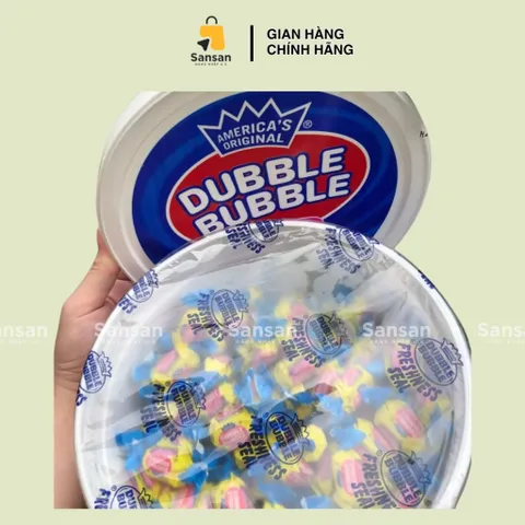 Kẹo Singum Dubble Bubble Hương Trái Cây Mỹ - Thùng 380 Viên 1.71kg, Kẹo Nhai Thổi Bóng Bóng Ngon Mê Ly