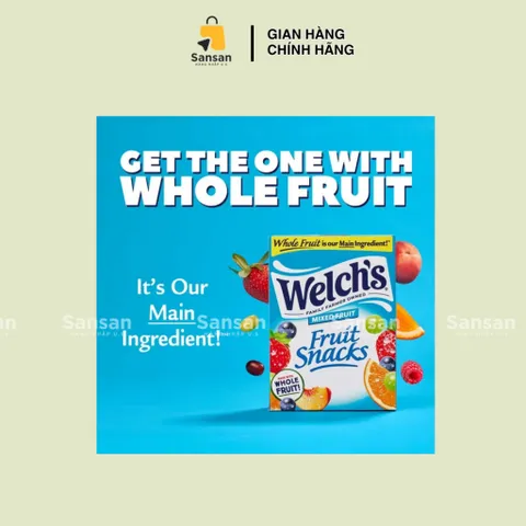 Kẹo dẻo trái cây Welch's Fruit Snacks 90 gói 2kg - Giàu vitamin, không béo, hương vị thơm ngon, snack bổ dưỡng cho trẻ em và người lớn