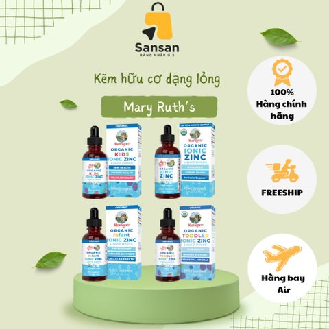 Siro Kẽm Hữu Cơ Mary Ruth's Ionic Zinc 60ml - Dinh Dưỡng Thiết Yếu cho Trẻ Em và Bà Bầu - Hỗ Trợ Miễn Dịch và Phát Triển Nhận Thức