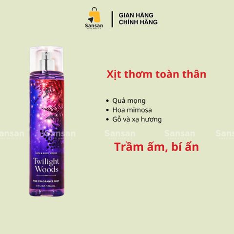 Xịt thơm toàn thân Bath & Body Works 236ml - Mùi hương quyến rũ Dark Kiss, A Thousand Wishes, Cherry Blossom và nhiều loại khác, chính hãng Mỹ