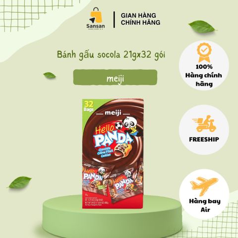 Bánh Gấu Meiji Hello Panda Cookies Chocolate 680g - Bánh Socola Nhân Kem Nguyên Chất Hương Vị Nguyên Liệu Tự Nhiên
