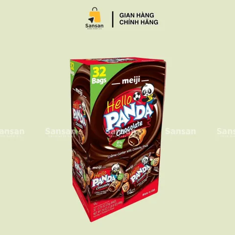 Bánh Gấu Meiji Hello Panda Cookies Chocolate 680g - Bánh Socola Nhân Kem Nguyên Chất Hương Vị Nguyên Liệu Tự Nhiên